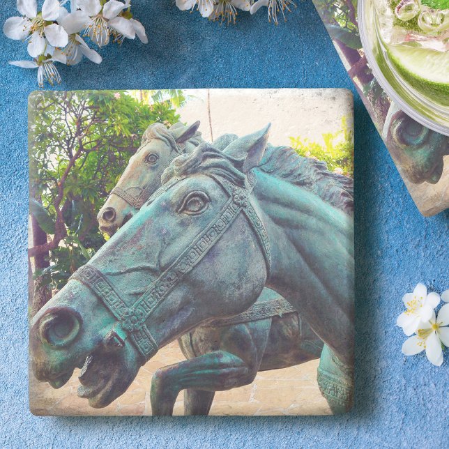 Dessous-de-verre En Pierre Statue de cheval asiatique d'antiquité Turquoise P (Créateur téléchargé)