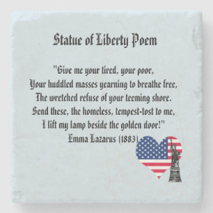 Dessous-de-verre En Pierre Statue de poème de liberté