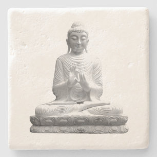 Dessous-de-verre En Pierre Statue du Bouddha blanc