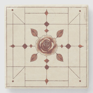 Dessous-de-verre En Pierre Style Artiste Rose Rouge