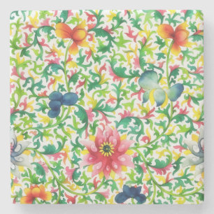 Dessous-de-verre En Pierre Style vintage Fleurs colorées Marbre d'Art Floral