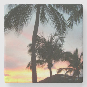 Dessous-de-verre En Pierre Sunset Palms Tropical Paysage Photographie