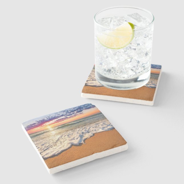 Dessous-de-verre En Pierre Sunset plage (Côté)