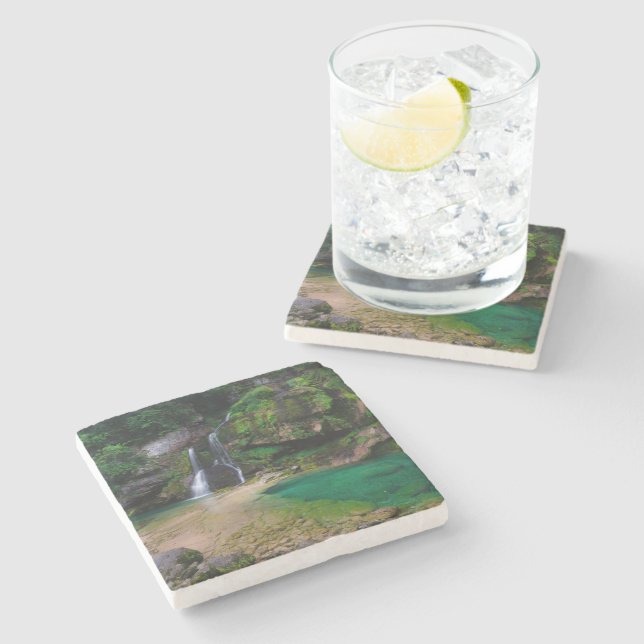 Dessous-de-verre En Pierre Superbe cascade Virje, Slovénie Poster (Côté)