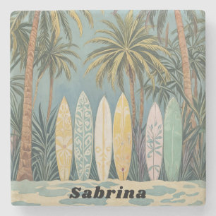 Dessous-de-verre En Pierre Surf Up, Style Pastel Personnalisé