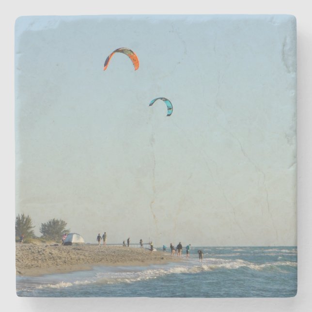 Dessous-de-verre En Pierre Surfers de cerf-volant de plage de Venise (Devant)