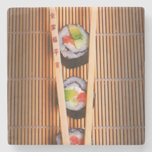 Dessous-de-verre En Pierre Sushi et baguettes en bois