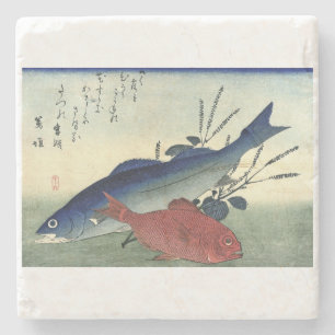 Dessous-de-verre En Pierre Suzuki & Kimmedai - Poisson japonais Hiroshige