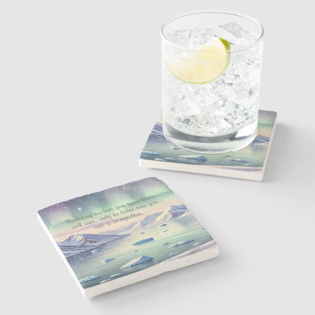 Dessous-de-verre En Pierre Svalbard, Norway & Quote (Côté)