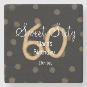 Dessous-de-verre En Pierre Sweet Soixante ajouter nom date anniversaire Polka