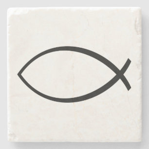 Dessous-de-verre En Pierre Symbole Christian Fish (Ichthys)