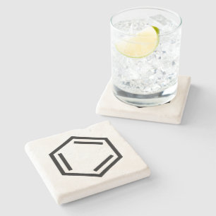 DESSOUS-DE-VERRE EN PIERRE SYMBOLE D'ANNEAU BENZENE