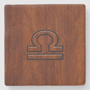 Dessous-de-verre En Pierre Symbole du Zodiac de Libra sur l'impression style 