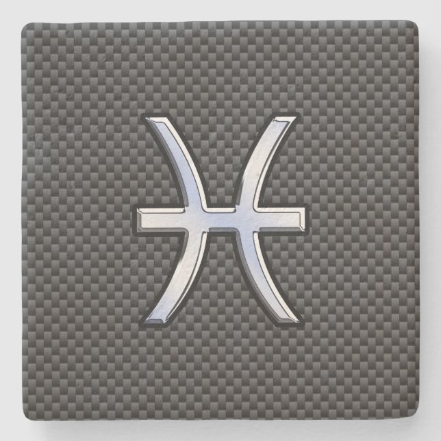 Dessous-de-verre En Pierre Symbole zodiaque Pisces sur l'impression de fibre  (Devant)