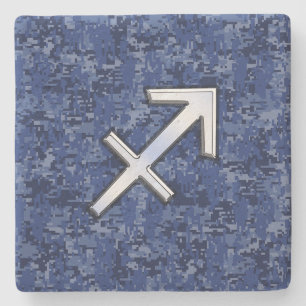 Dessous-de-verre En Pierre Symbole zodiaque Sagittarius MarineCamouflage numé