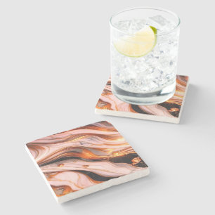 Dessous-de-verre En Pierre Tapis de marbre blanc et or de luxe – Élégante est