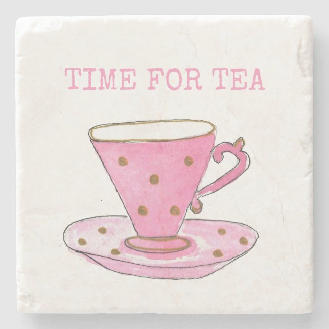 Dessous-de-verre En Pierre Temps mignon pour Tea Rose Aquarelle Tea (Devant)