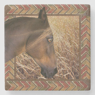 Dessous-de-verre En Pierre Terres encadrées de chevaux de ferme