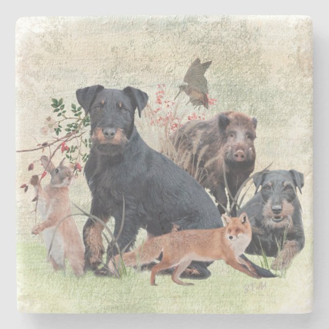 Dessous-de-verre En Pierre Terrier de chasse allemand (Jagdterrier) (Devant)