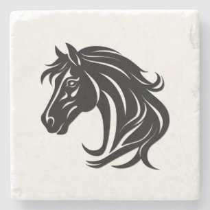 Dessous-de-verre En Pierre Tête de magnifique cheval noir