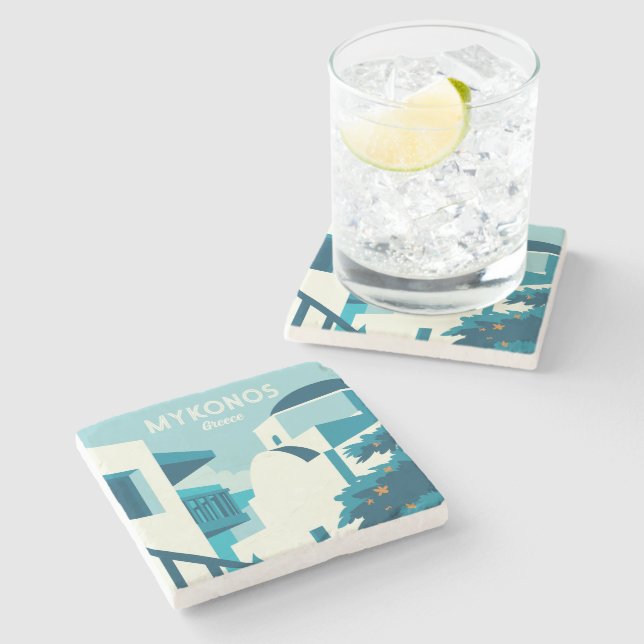 Dessous-de-verre En Pierre Texte personnalisé Grèce (Côté)