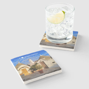 Dessous-de-verre En Pierre Texte personnalisé, magnifique ville d'Alberobell
