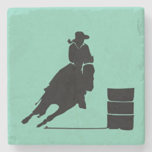 Dessous-de-verre En Pierre Thème Rodéo Cowgirl Barrel Racine Silhouette