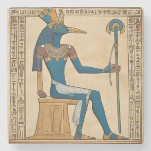 Dessous-de-verre En Pierre Thoth, Dieu égyptien. Émeraude Tablettes.