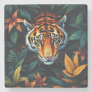 Dessous-de-verre En Pierre « Tigre à Moi » – Portrait de Tigre Coloré