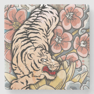Dessous-de-verre En Pierre Tigre blanc