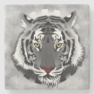 Dessous-de-verre En Pierre Tigre noir et blanc