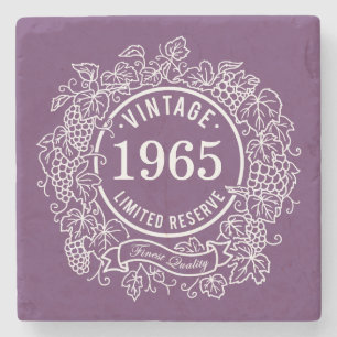 Dessous-de-verre En Pierre Timbre de vin blanc vintage, Ajouter année de nai