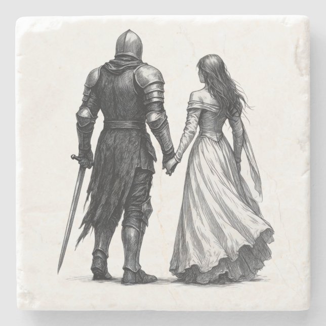 Dessous-de-verre En Pierre Timeless Medieval Romance Illustration (Devant)