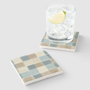 Dessous-de-verre En Pierre Tissé Plaid Rustique
