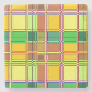 Dessous-de-verre En Pierre Tissu Coloré Madras Tartan des Caraïbes