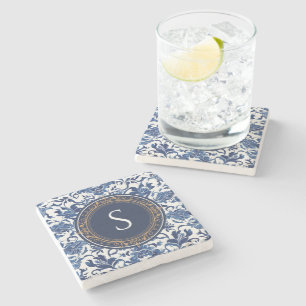 Dessous-de-verre En Pierre Toile de France Bleu et Blanc Chinoiserie