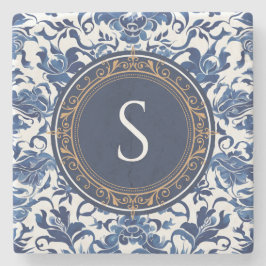 Dessous-de-verre En Pierre Toile de France Bleu et Blanc Chinoiserie