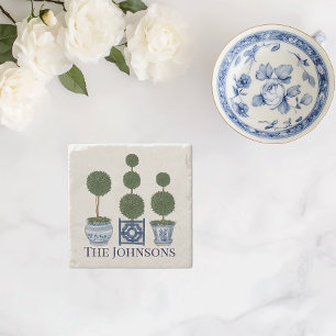 Dessous-de-verre En Pierre Topiary Tree Chinoiserie Trio