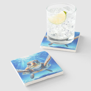 Dessous-de-verre En Pierre Tortue de mer curieuse