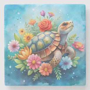 Dessous-de-verre En Pierre Tortue florale
