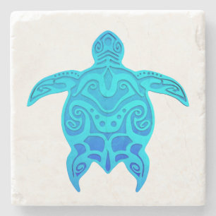 Dessous-de-verre En Pierre Tortue tribale bleue