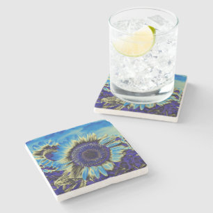 Dessous-de-verre En Pierre Tournesol bleu