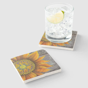 Dessous-de-verre En Pierre Tournesol rustique sur la Barre