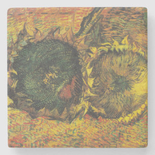 Dessous-de-verre En Pierre Tournesols de Van Gogh - Art floral doré vintage