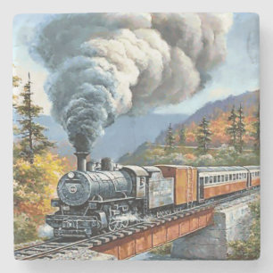 Dessous-de-verre En Pierre Train à vapeur Vintage classique