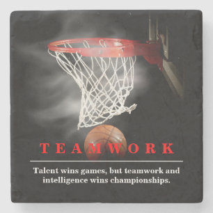 Dessous-de-verre En Pierre Travail d'équipe Basketball Motivationnel Inspiran