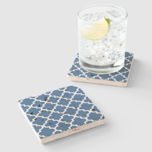 Dessous-de-verre En Pierre Treillis marocain de tuile de bleu de cobalt