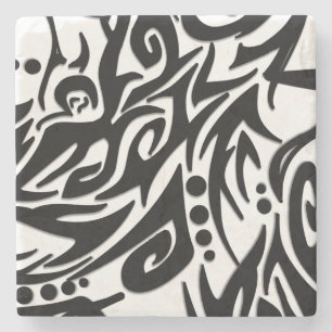 Dessous-de-verre En Pierre Tribal noir Abstrait