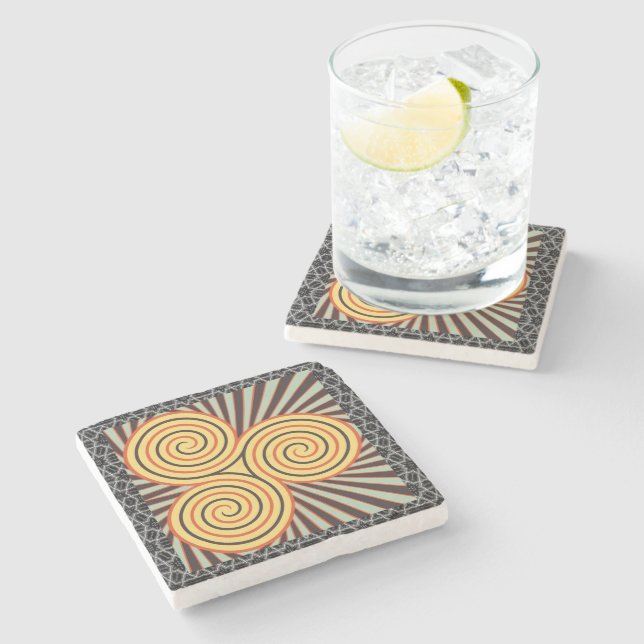Dessous-de-verre En Pierre Triskelion solaire (Côté)