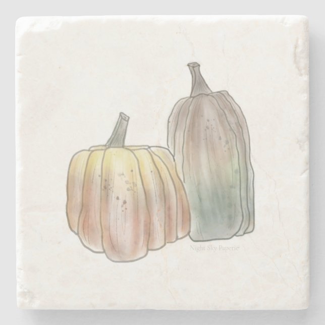 Dessous-de-verre En Pierre Trivet en marbre Citrouille d'automne (Devant)